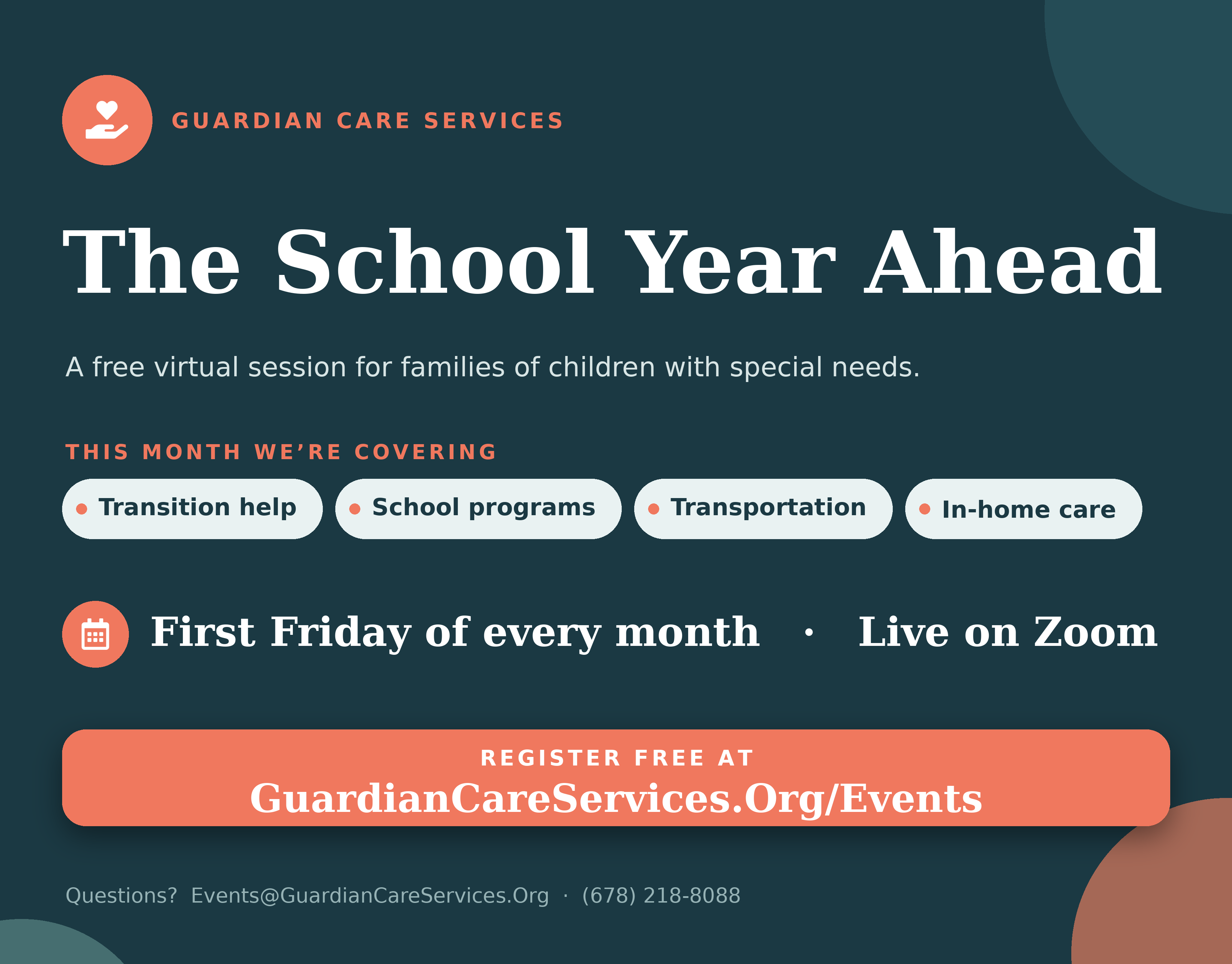 Flyer for First Friday Community Outreach Webinar
